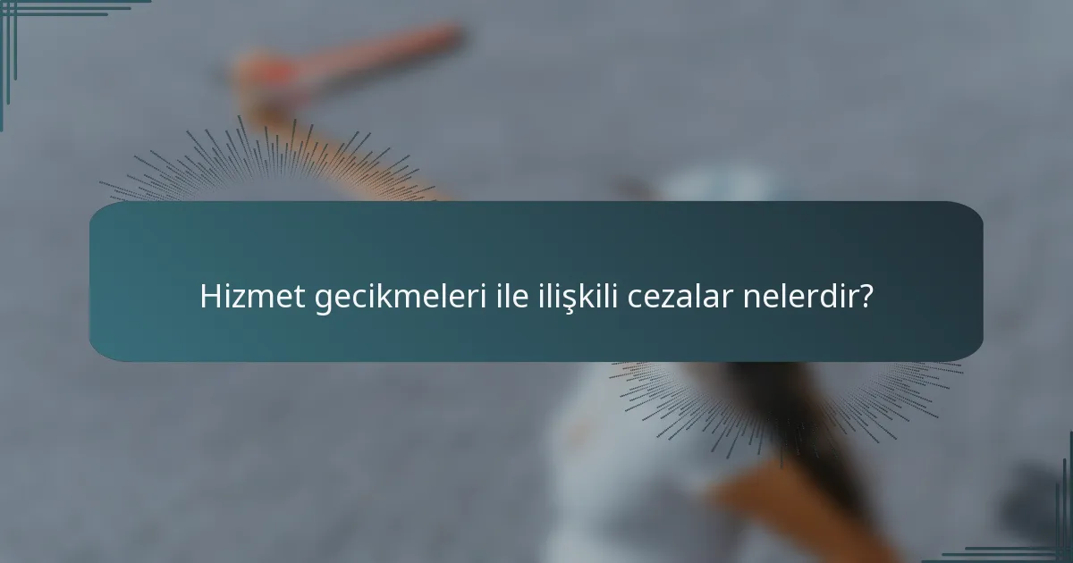 Hizmet gecikmeleri ile ilişkili cezalar nelerdir?
