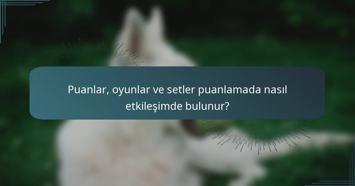 Puanlar, oyunlar ve setler puanlamada nasıl etkileşimde bulunur?