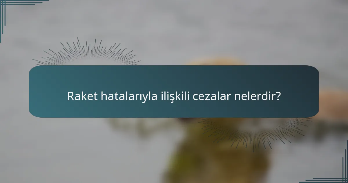 Raket hatalarıyla ilişkili cezalar nelerdir?