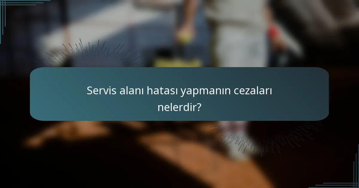 Servis alanı hatası yapmanın cezaları nelerdir?