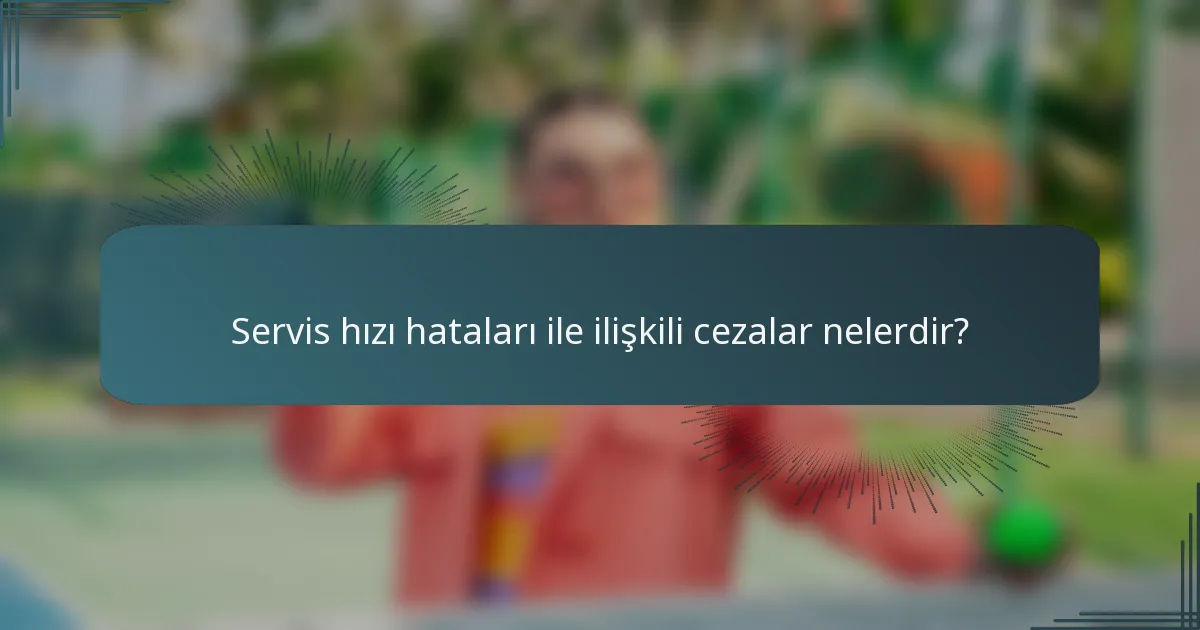 Servis hızı hataları ile ilişkili cezalar nelerdir?